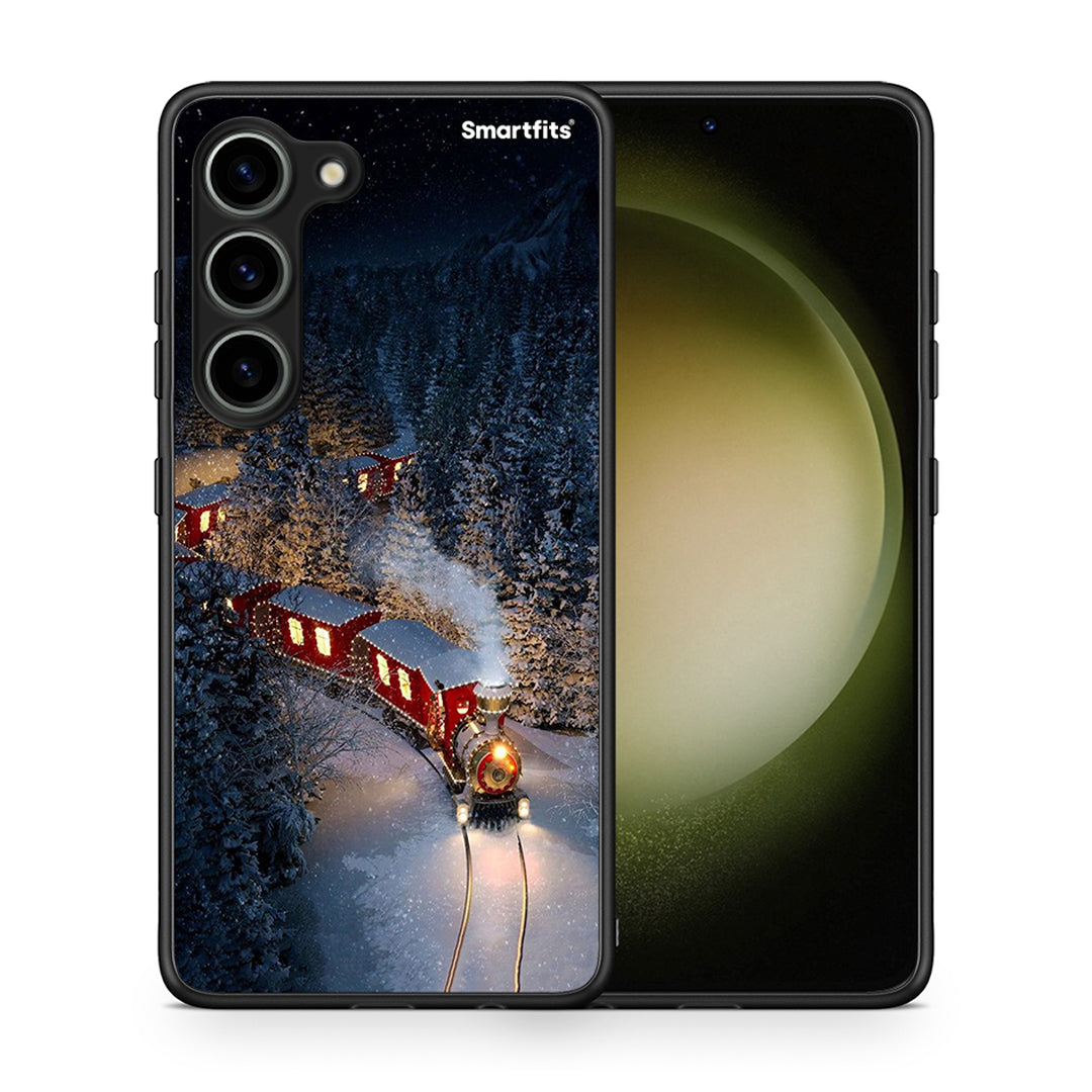 Θήκη Samsung Galaxy S23 Xmas Train από τη Smartfits με σχέδιο στο πίσω μέρος και μαύρο περίβλημα | Samsung Galaxy S23 Xmas Train Case with Colorful Back and Black Bezels