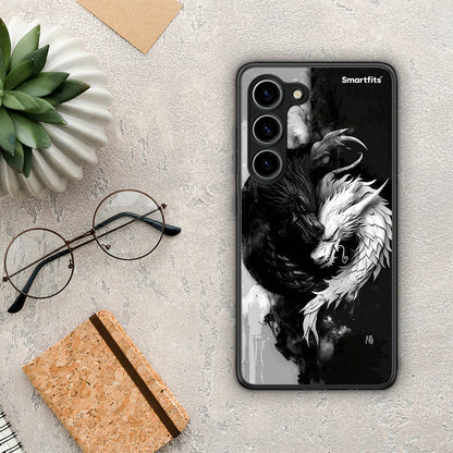 Θήκη Samsung Galaxy S23 Yin Yang από τη Smartfits με σχέδιο στο πίσω μέρος και μαύρο περίβλημα | Samsung Galaxy S23 Yin Yang Case with Colorful Back and Black Bezels