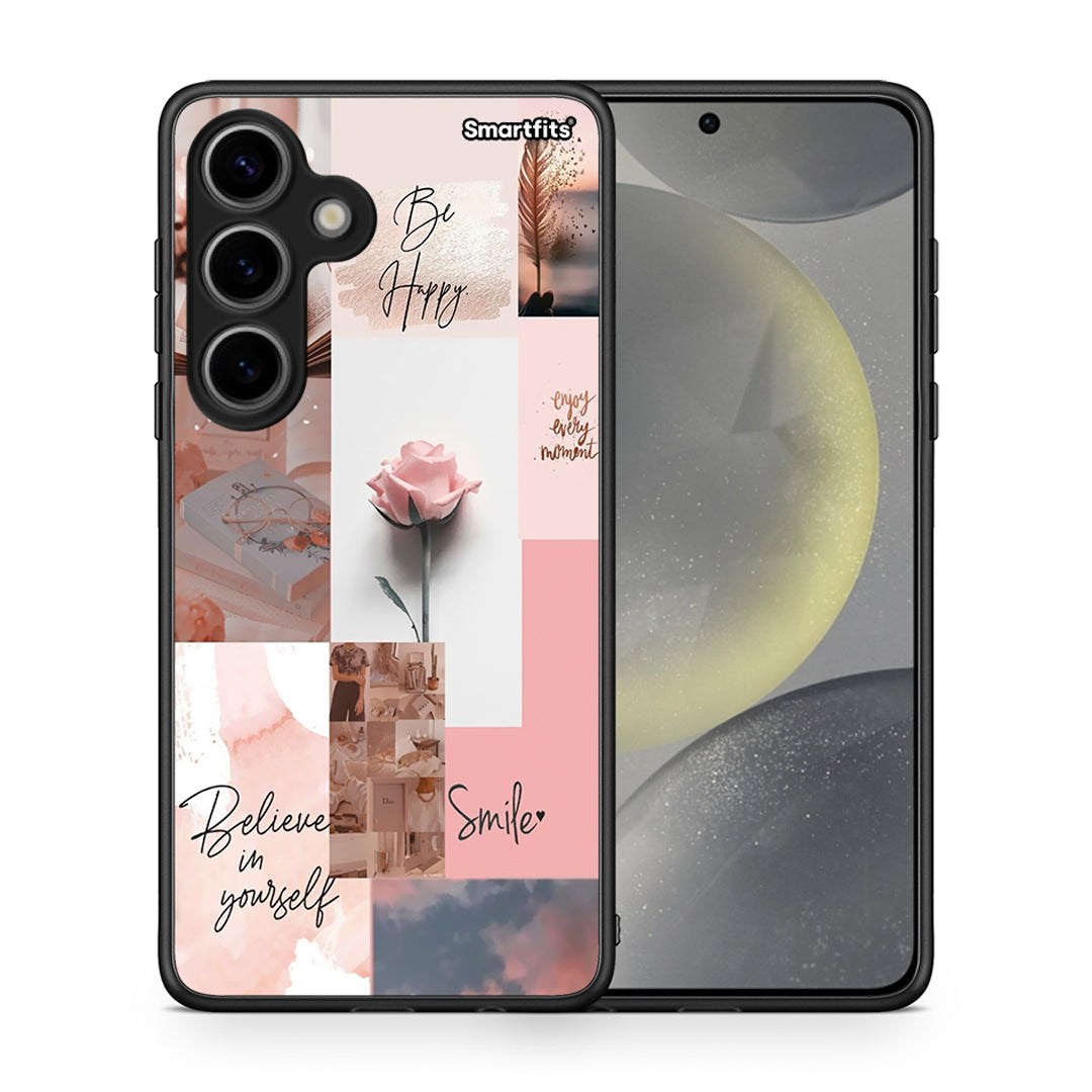Θήκη Samsung Galaxy S24 Aesthetic Collage από τη Smartfits με σχέδιο στο πίσω μέρος και μαύρο περίβλημα | Samsung Galaxy S24 Aesthetic Collage case with colorful back and black bezels