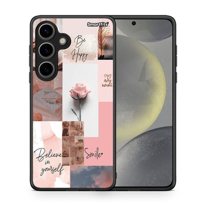 Θήκη Samsung Galaxy S24 Aesthetic Collage από τη Smartfits με σχέδιο στο πίσω μέρος και μαύρο περίβλημα | Samsung Galaxy S24 Aesthetic Collage case with colorful back and black bezels