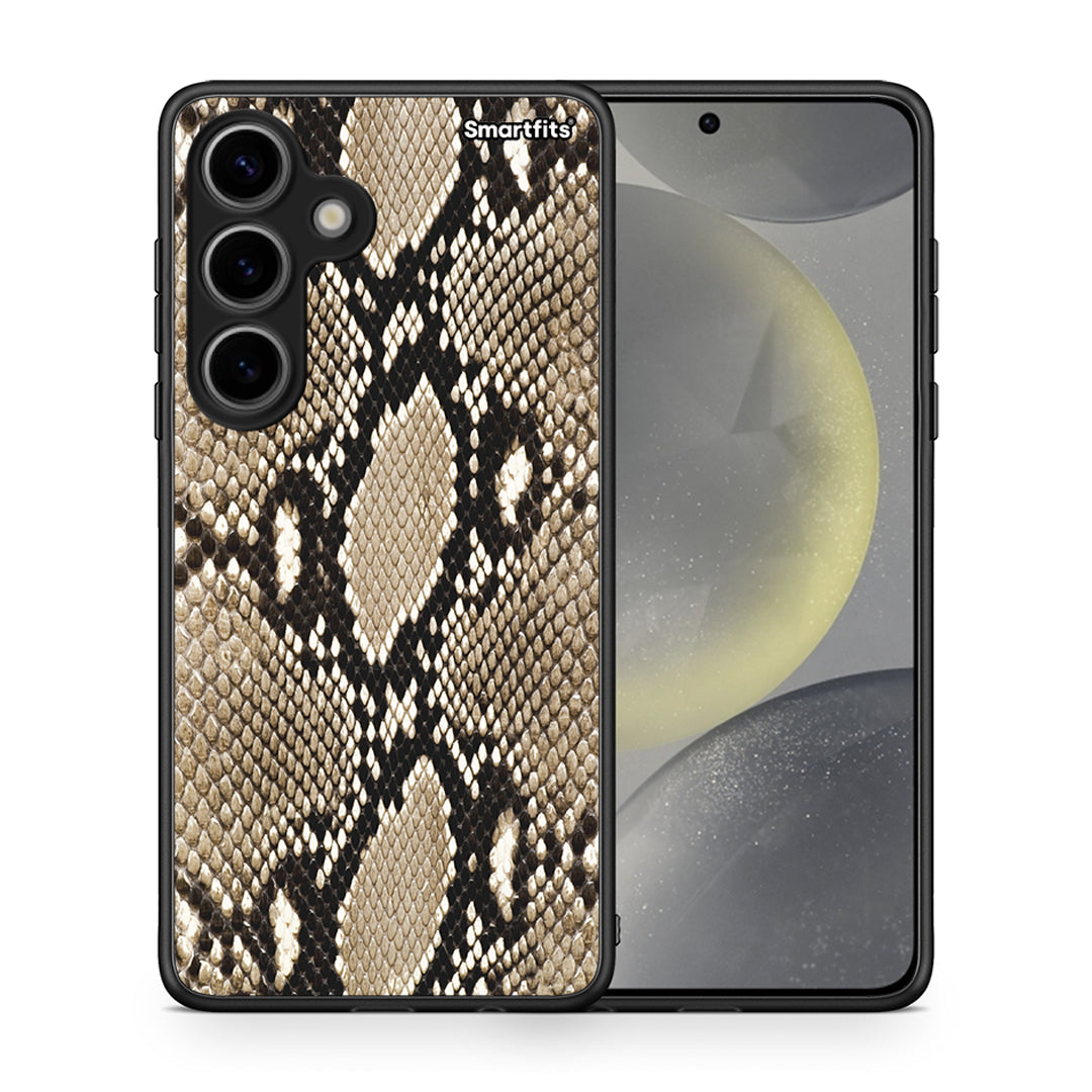 Θήκη Samsung Galaxy S24 Fashion Snake Animal από τη Smartfits με σχέδιο στο πίσω μέρος και μαύρο περίβλημα | Samsung Galaxy S24 Fashion Snake Animal case with colorful back and black bezels