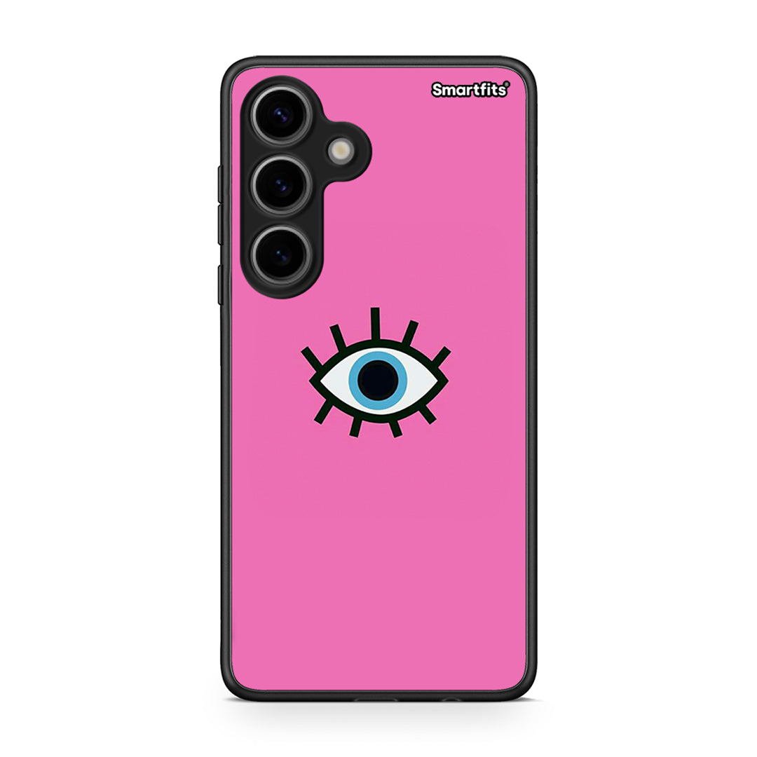 Samsung Galaxy S24 Blue Eye Pink θήκη από τη Smartfits με σχέδιο στο πίσω μέρος και μαύρο περίβλημα | Smartphone case with colorful back and black bezels by Smartfits