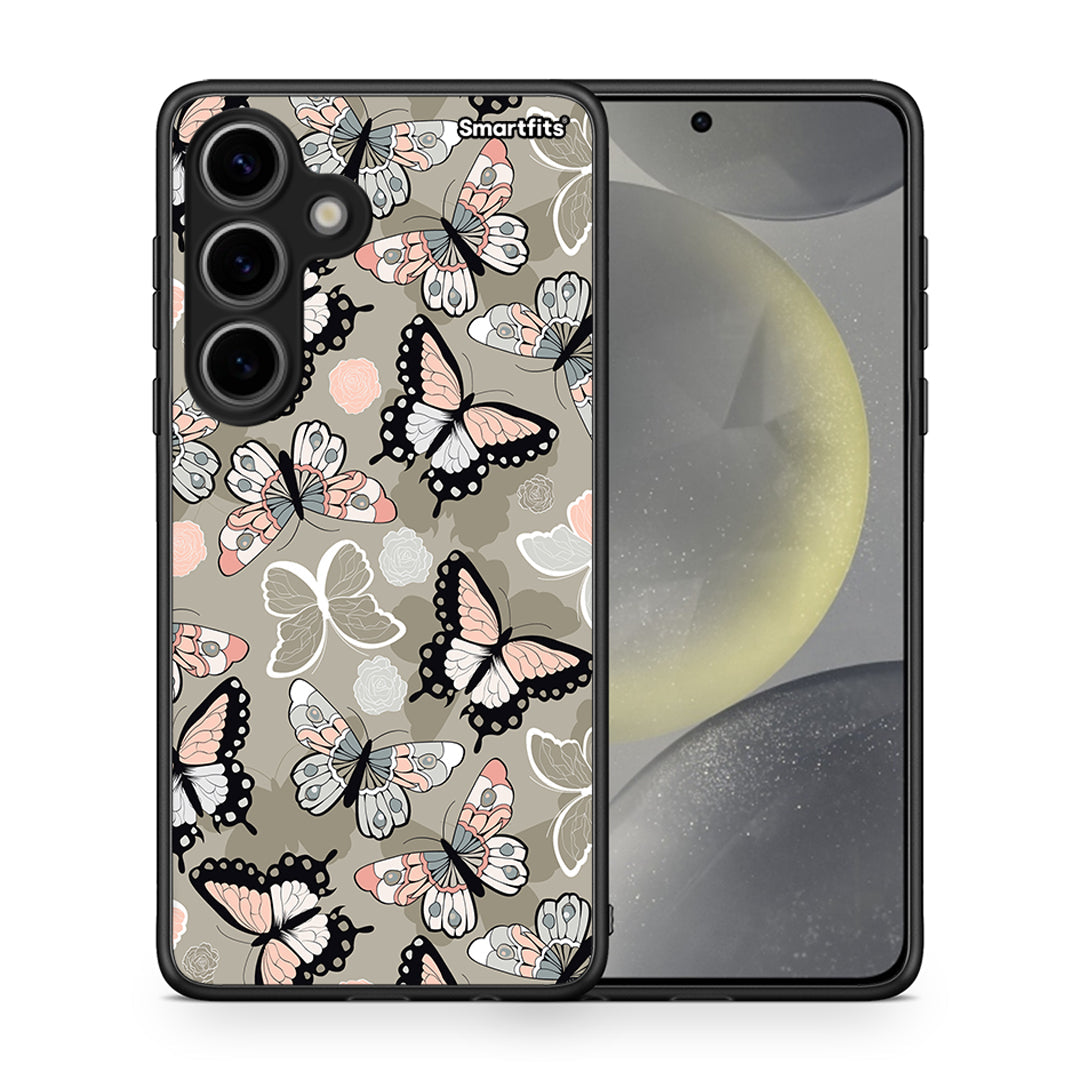 Θήκη Samsung Galaxy S24 Butterflies Boho από τη Smartfits με σχέδιο στο πίσω μέρος και μαύρο περίβλημα | Samsung Galaxy S24 Butterflies Boho case with colorful back and black bezels