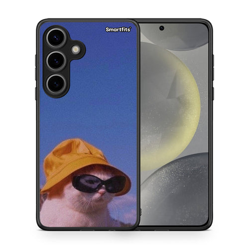 Θήκη Samsung Galaxy S24 Cat Diva από τη Smartfits με σχέδιο στο πίσω μέρος και μαύρο περίβλημα | Samsung Galaxy S24 Cat Diva case with colorful back and black bezels