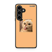 Thumbnail for Samsung Galaxy S24 Cat Tongue θήκη από τη Smartfits με σχέδιο στο πίσω μέρος και μαύρο περίβλημα | Smartphone case with colorful back and black bezels by Smartfits