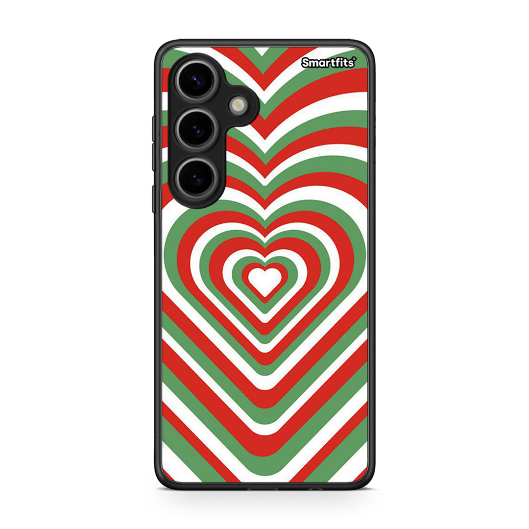 Samsung Galaxy S24 Christmas Hearts θήκη από τη Smartfits με σχέδιο στο πίσω μέρος και μαύρο περίβλημα | Smartphone case with colorful back and black bezels by Smartfits