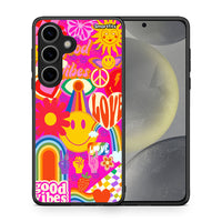 Thumbnail for Θήκη Samsung Galaxy S24 Hippie Love από τη Smartfits με σχέδιο στο πίσω μέρος και μαύρο περίβλημα | Samsung Galaxy S24 Hippie Love case with colorful back and black bezels