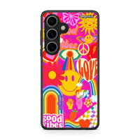 Thumbnail for Samsung Galaxy S24 Hippie Love θήκη από τη Smartfits με σχέδιο στο πίσω μέρος και μαύρο περίβλημα | Smartphone case with colorful back and black bezels by Smartfits