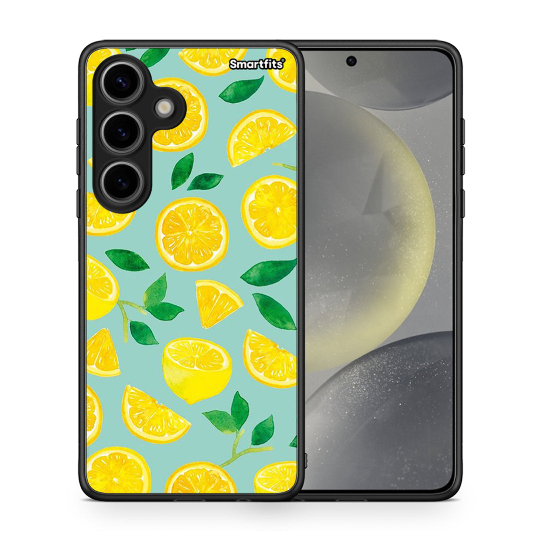 Θήκη Samsung Galaxy S24 Lemons από τη Smartfits με σχέδιο στο πίσω μέρος και μαύρο περίβλημα | Samsung Galaxy S24 Lemons case with colorful back and black bezels