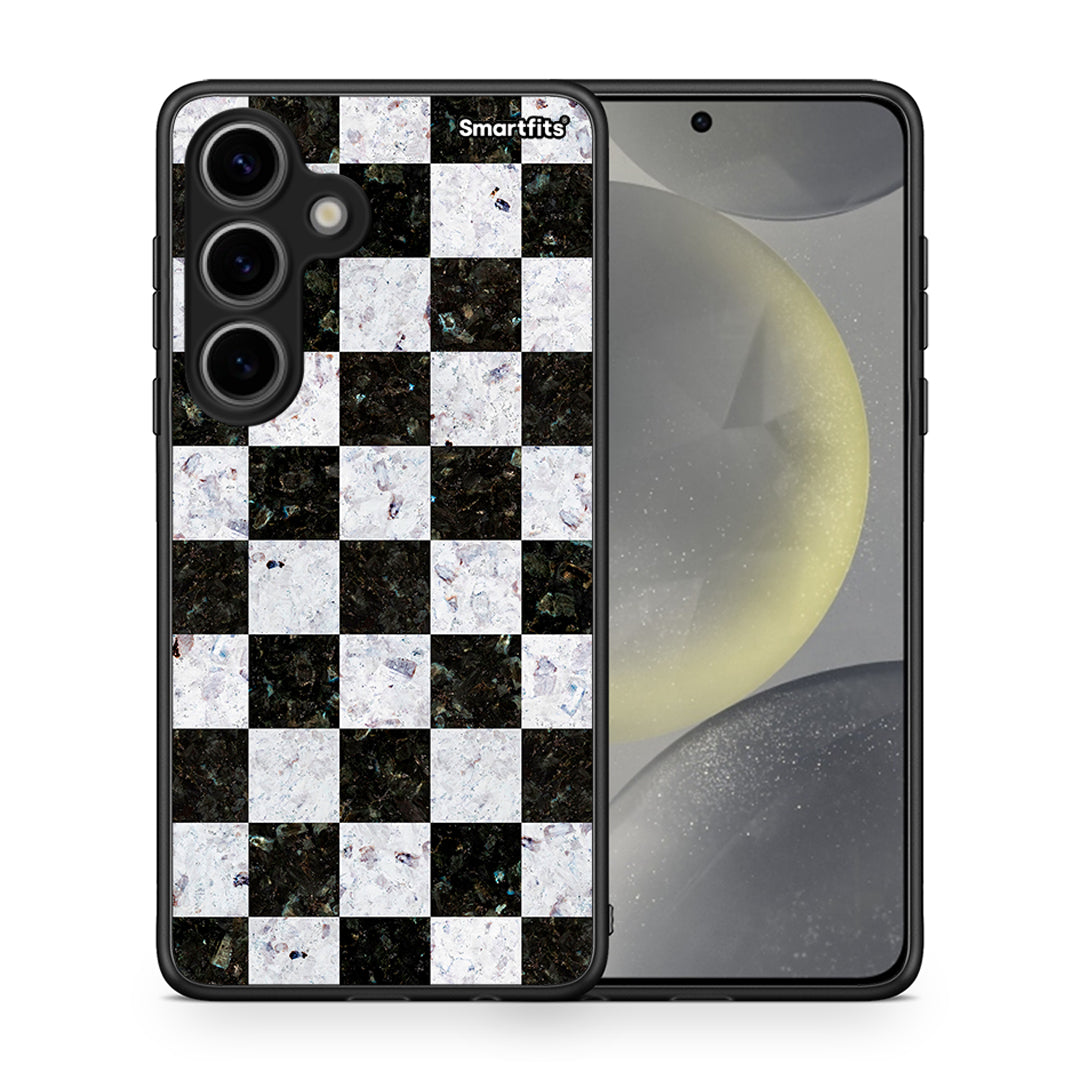 Θήκη Samsung Galaxy S24 Square Geometric Marble από τη Smartfits με σχέδιο στο πίσω μέρος και μαύρο περίβλημα | Samsung Galaxy S24 Square Geometric Marble case with colorful back and black bezels