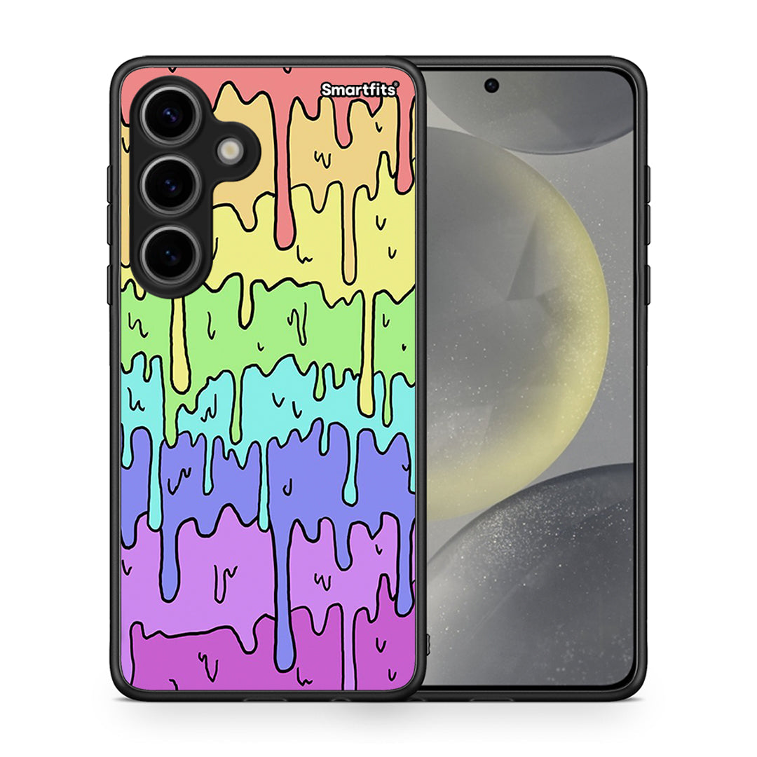 Θήκη Samsung Galaxy S24 Melting Rainbow από τη Smartfits με σχέδιο στο πίσω μέρος και μαύρο περίβλημα | Samsung Galaxy S24 Melting Rainbow case with colorful back and black bezels