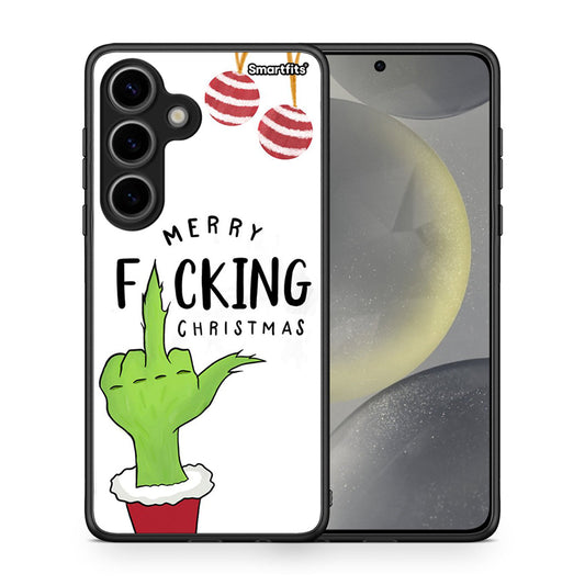 Θήκη Samsung Galaxy S24 Merry F Xmas από τη Smartfits με σχέδιο στο πίσω μέρος και μαύρο περίβλημα | Samsung Galaxy S24 Merry F Xmas case with colorful back and black bezels