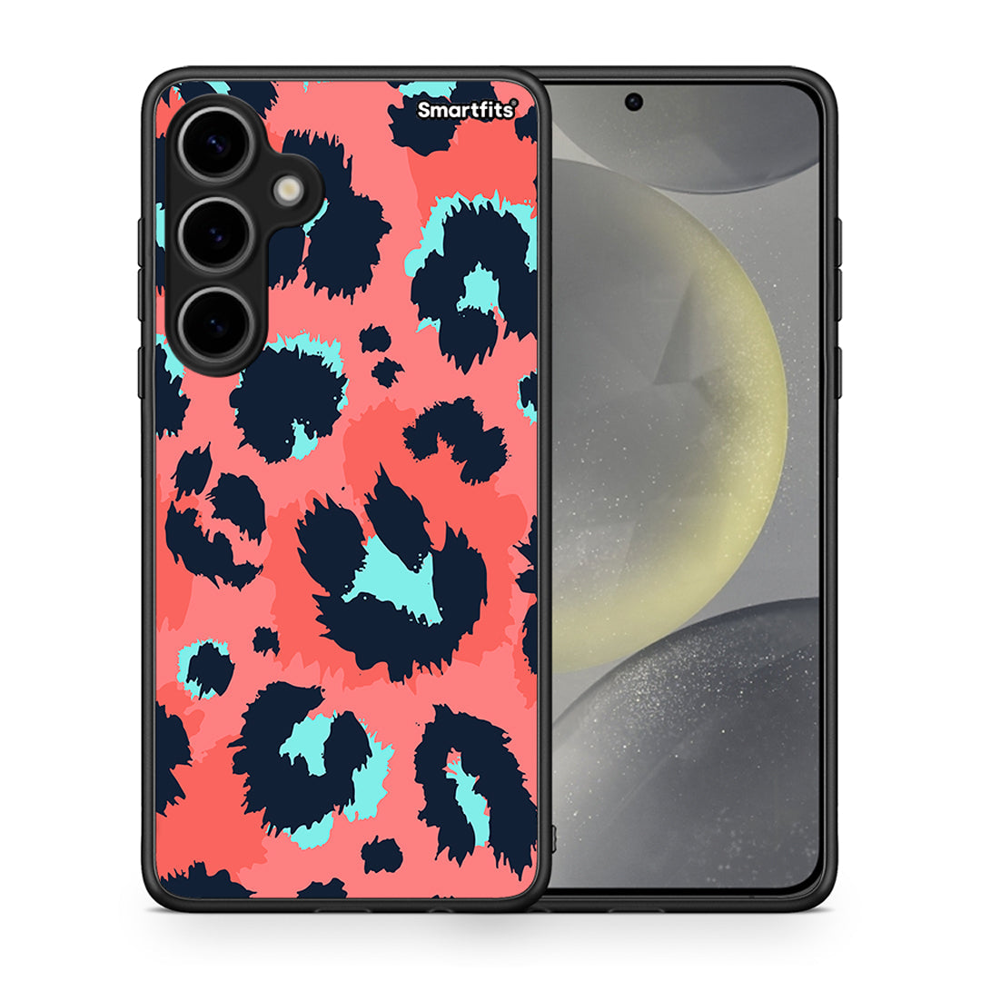 Θήκη Samsung Galaxy S24 Plus Pink Leopard Animal από τη Smartfits με σχέδιο στο πίσω μέρος και μαύρο περίβλημα | Samsung Galaxy S24 Plus Pink Leopard Animal case with colorful back and black bezels