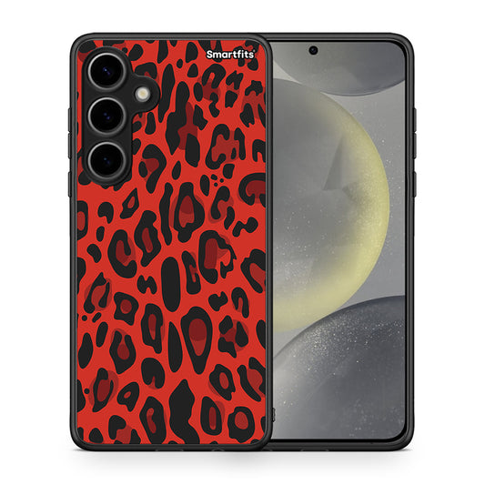 Θήκη Samsung Galaxy S24 Plus Red Leopard Animal από τη Smartfits με σχέδιο στο πίσω μέρος και μαύρο περίβλημα | Samsung Galaxy S24 Plus Red Leopard Animal case with colorful back and black bezels