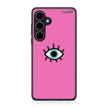 Samsung Galaxy S24 Plus Blue Eye Pink θήκη από τη Smartfits με σχέδιο στο πίσω μέρος και μαύρο περίβλημα | Smartphone case with colorful back and black bezels by Smartfits