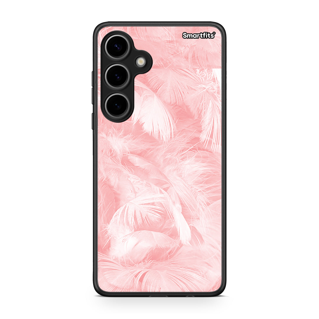 33 - Samsung Galaxy S24 Plus Pink Feather Boho case, cover, bumper