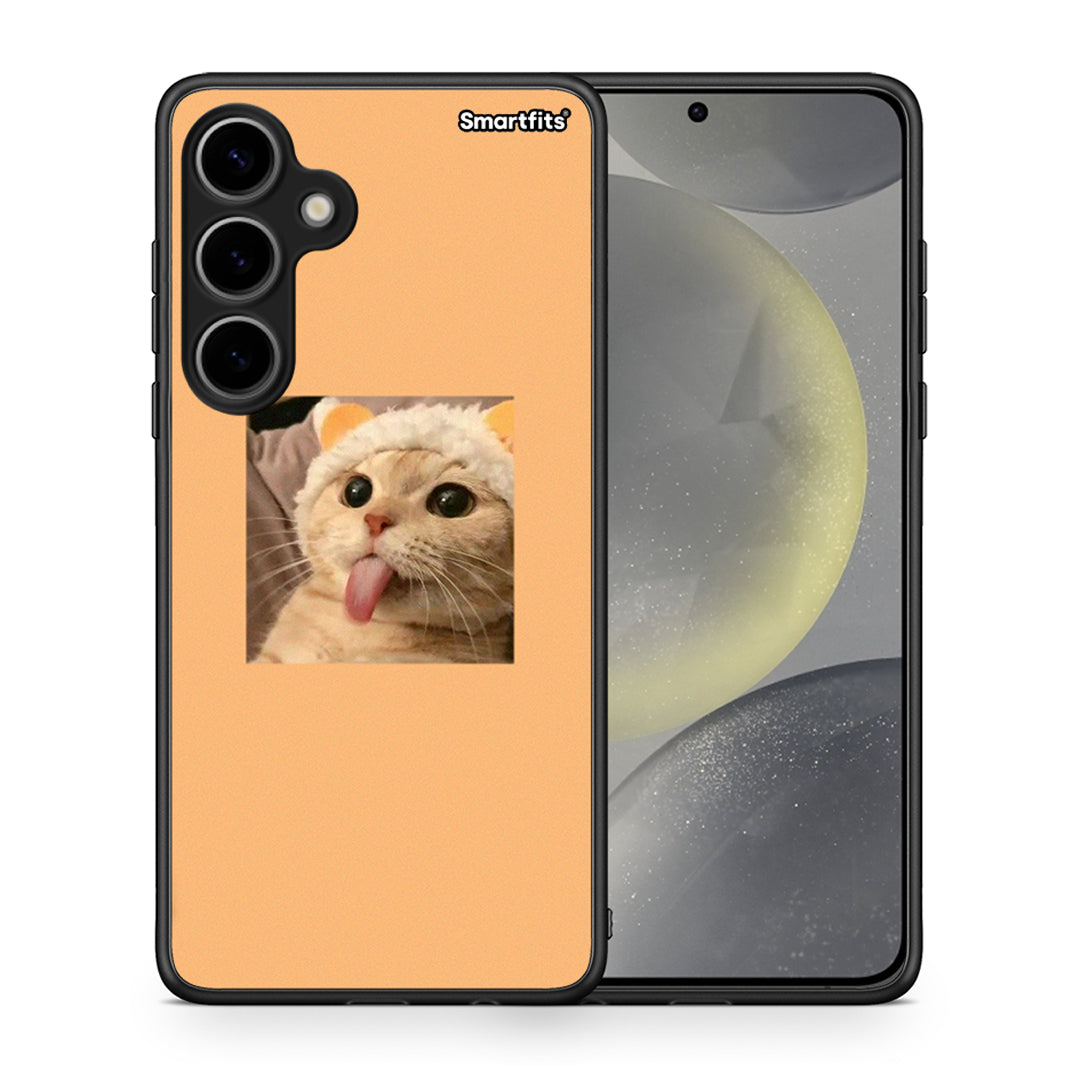 Θήκη Samsung Galaxy S24 Plus Cat Tongue από τη Smartfits με σχέδιο στο πίσω μέρος και μαύρο περίβλημα | Samsung Galaxy S24 Plus Cat Tongue case with colorful back and black bezels