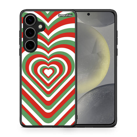 Θήκη Samsung Galaxy S24 Plus Christmas Hearts από τη Smartfits με σχέδιο στο πίσω μέρος και μαύρο περίβλημα | Samsung Galaxy S24 Plus Christmas Hearts case with colorful back and black bezels
