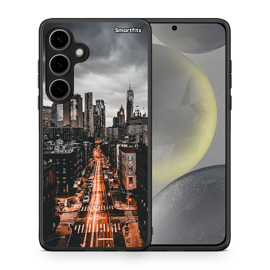 Θήκη Samsung Galaxy S24 Plus City Lights από τη Smartfits με σχέδιο στο πίσω μέρος και μαύρο περίβλημα | Samsung Galaxy S24 Plus City Lights case with colorful back and black bezels
