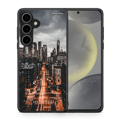 Θήκη Samsung Galaxy S24 Plus City Lights από τη Smartfits με σχέδιο στο πίσω μέρος και μαύρο περίβλημα | Samsung Galaxy S24 Plus City Lights case with colorful back and black bezels