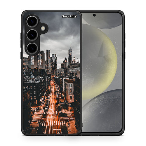Θήκη Samsung Galaxy S24 Plus City Lights από τη Smartfits με σχέδιο στο πίσω μέρος και μαύρο περίβλημα | Samsung Galaxy S24 Plus City Lights case with colorful back and black bezels