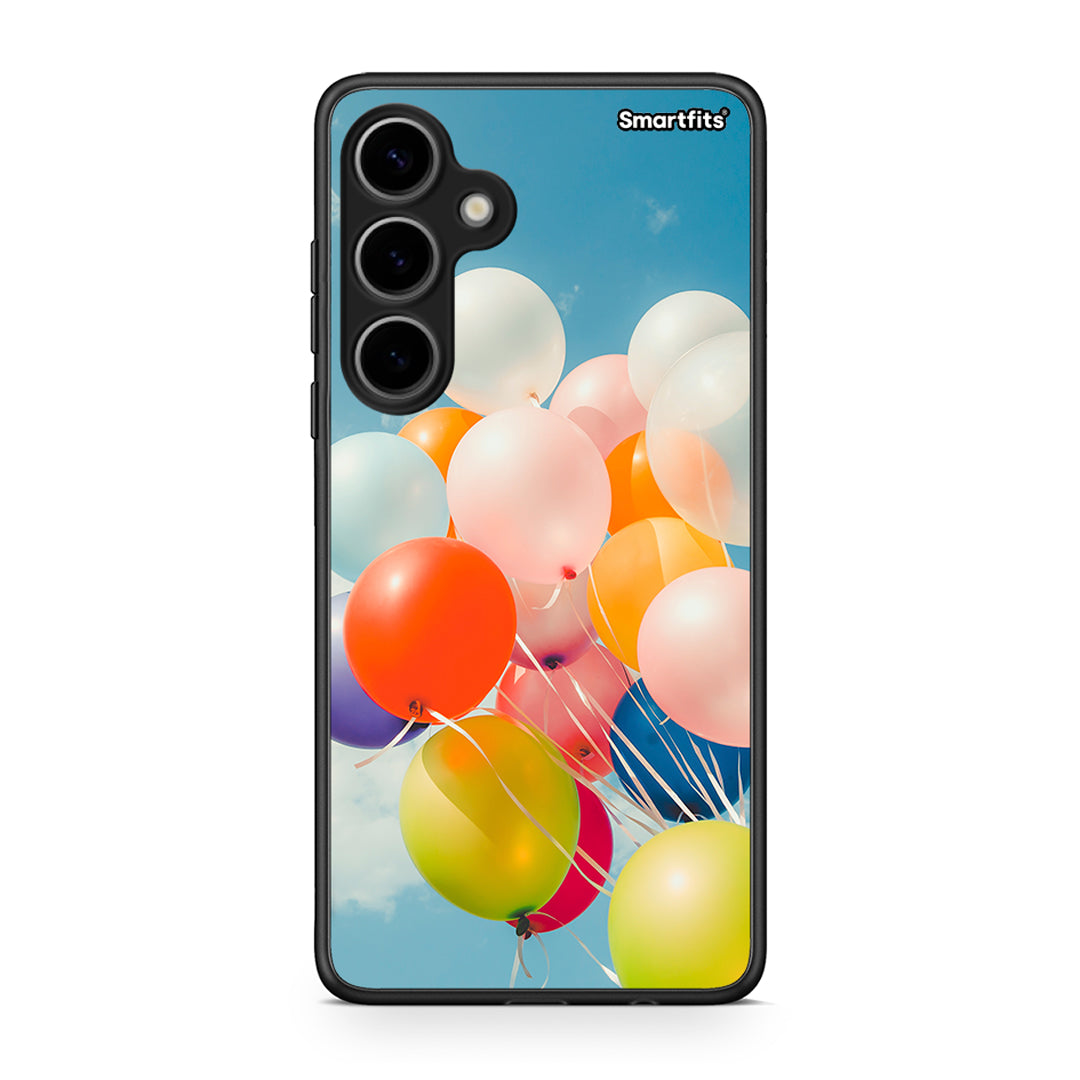 Samsung Galaxy S24 Plus Colorful Balloons θήκη από τη Smartfits με σχέδιο στο πίσω μέρος και μαύρο περίβλημα | Smartphone case with colorful back and black bezels by Smartfits