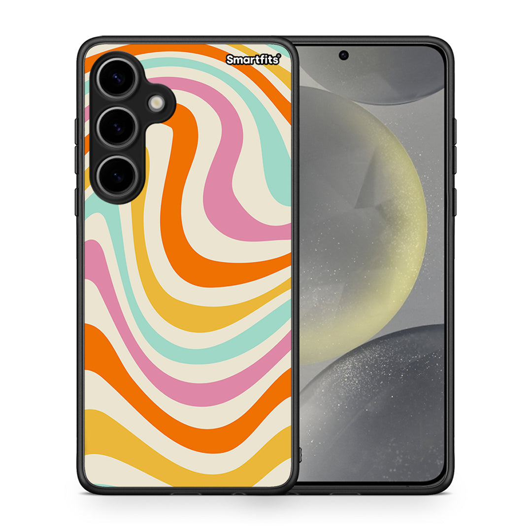 Θήκη Samsung Galaxy S24 Plus Colourful Waves από τη Smartfits με σχέδιο στο πίσω μέρος και μαύρο περίβλημα | Samsung Galaxy S24 Plus Colourful Waves case with colorful back and black bezels