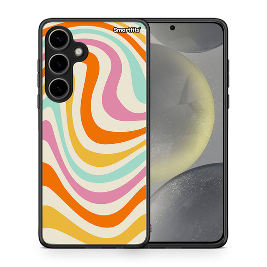 Θήκη Samsung Galaxy S24 Plus Colourful Waves από τη Smartfits με σχέδιο στο πίσω μέρος και μαύρο περίβλημα | Samsung Galaxy S24 Plus Colourful Waves case with colorful back and black bezels