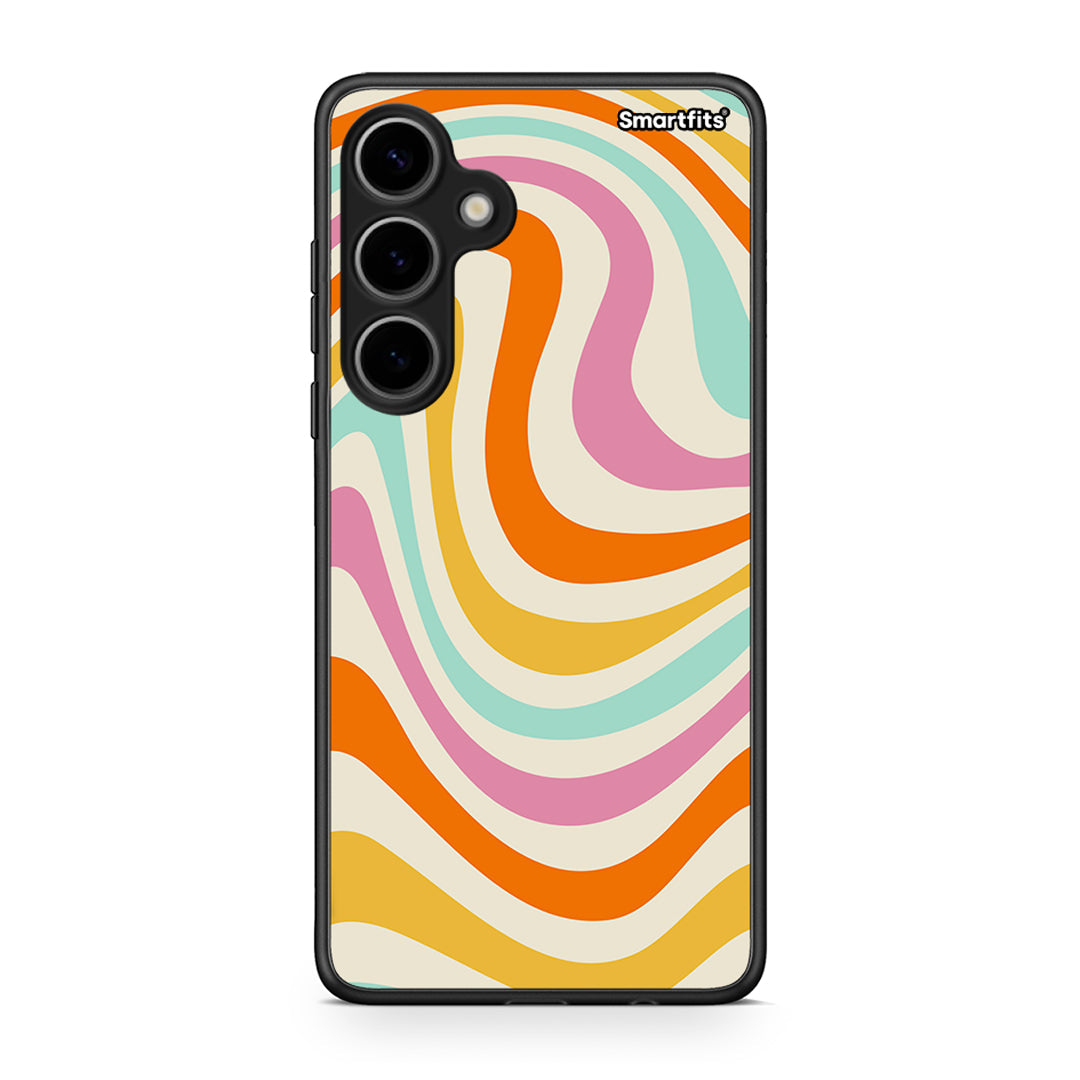 Samsung Galaxy S24 Plus Colourful Waves θήκη από τη Smartfits με σχέδιο στο πίσω μέρος και μαύρο περίβλημα | Smartphone case with colorful back and black bezels by Smartfits