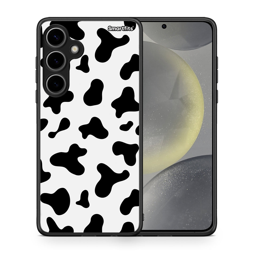 Θήκη Samsung Galaxy S24 Plus Cow Print από τη Smartfits με σχέδιο στο πίσω μέρος και μαύρο περίβλημα | Samsung Galaxy S24 Plus Cow Print case with colorful back and black bezels