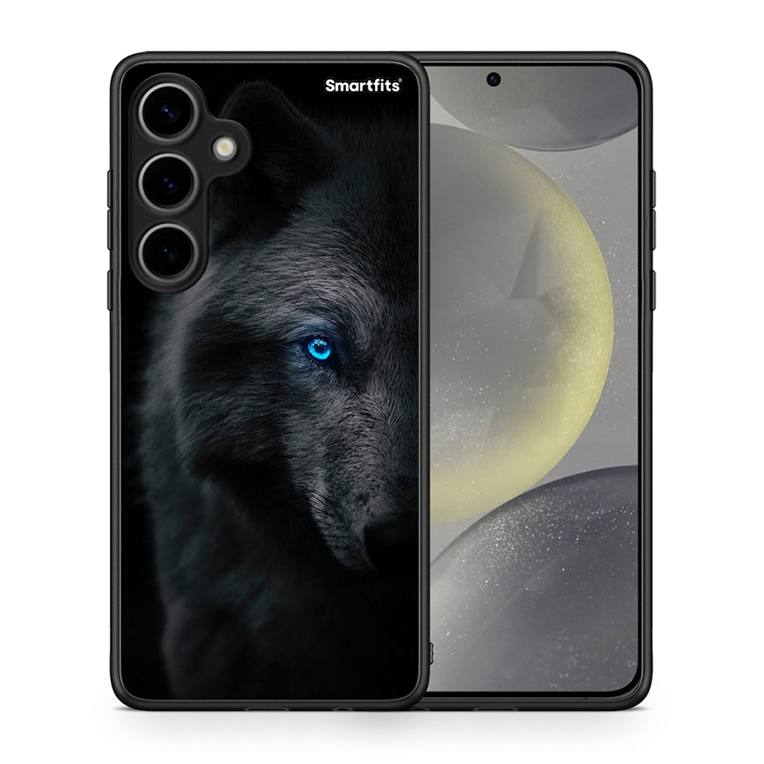 Θήκη Samsung Galaxy S24 Plus Dark Wolf από τη Smartfits με σχέδιο στο πίσω μέρος και μαύρο περίβλημα | Samsung Galaxy S24 Plus Dark Wolf case with colorful back and black bezels