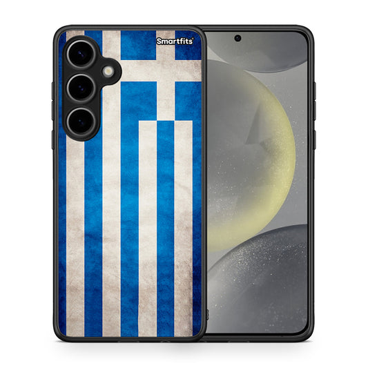 Θήκη Samsung Galaxy S24 Plus Greek Flag από τη Smartfits με σχέδιο στο πίσω μέρος και μαύρο περίβλημα | Samsung Galaxy S24 Plus Greek Flag case with colorful back and black bezels