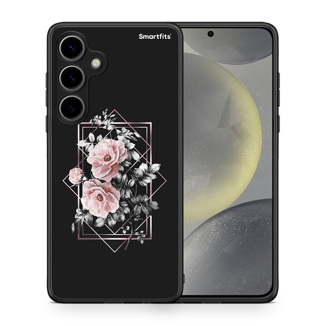 Θήκη Samsung Galaxy S24 Plus Frame Flower από τη Smartfits με σχέδιο στο πίσω μέρος και μαύρο περίβλημα | Samsung Galaxy S24 Plus Frame Flower case with colorful back and black bezels