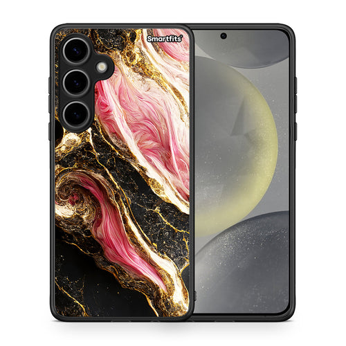 Θήκη Samsung Galaxy S24 Plus Glamorous Pink Marble από τη Smartfits με σχέδιο στο πίσω μέρος και μαύρο περίβλημα | Samsung Galaxy S24 Plus Glamorous Pink Marble case with colorful back and black bezels