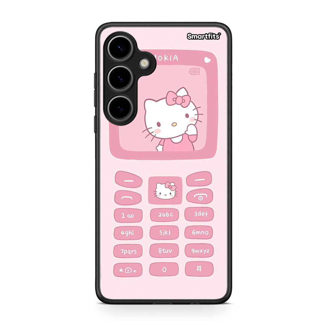 Samsung Galaxy S24 Plus Hello Kitten Θήκη Αγίου Βαλεντίνου από τη Smartfits με σχέδιο στο πίσω μέρος και μαύρο περίβλημα | Smartphone case with colorful back and black bezels by Smartfits