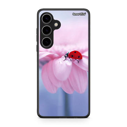 Samsung Galaxy S24 Plus Ladybug Flower θήκη από τη Smartfits με σχέδιο στο πίσω μέρος και μαύρο περίβλημα | Smartphone case with colorful back and black bezels by Smartfits