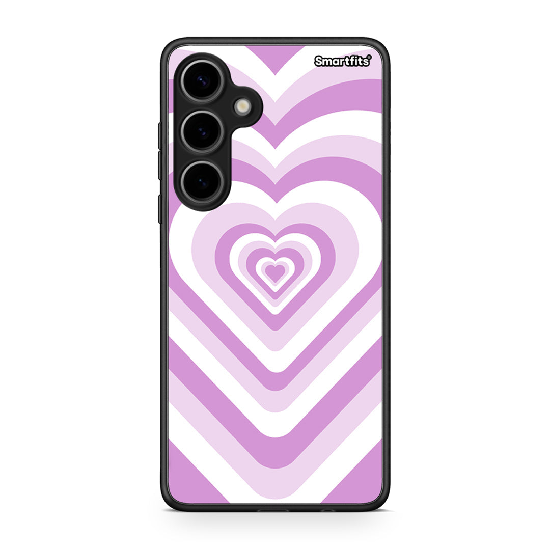 Samsung Galaxy S24 Plus Lilac Hearts θήκη από τη Smartfits με σχέδιο στο πίσω μέρος και μαύρο περίβλημα | Smartphone case with colorful back and black bezels by Smartfits