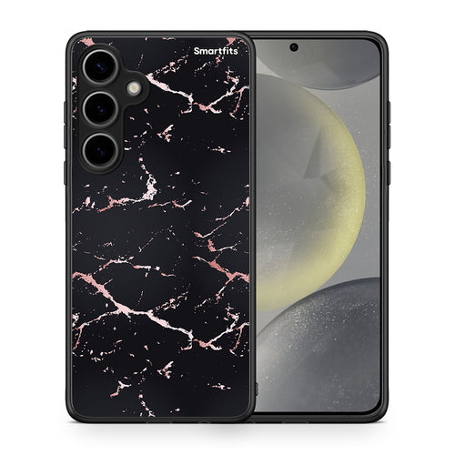 Θήκη Samsung Galaxy S24 Plus Black Rosegold Marble από τη Smartfits με σχέδιο στο πίσω μέρος και μαύρο περίβλημα | Samsung Galaxy S24 Plus Black Rosegold Marble case with colorful back and black bezels