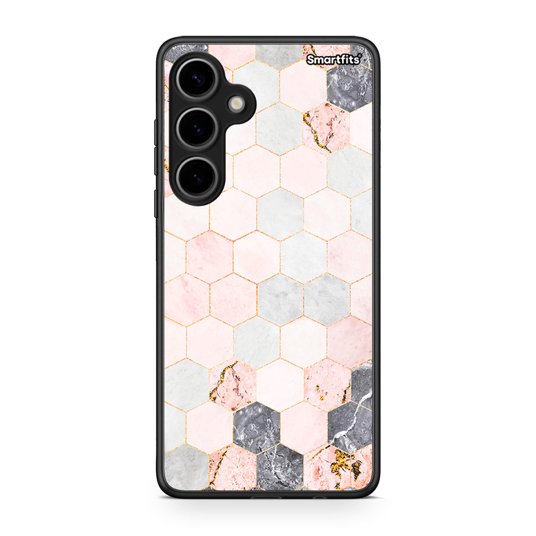 4 - Samsung Galaxy S24 Plus Hexagon Pink Marble case, cover, bumper