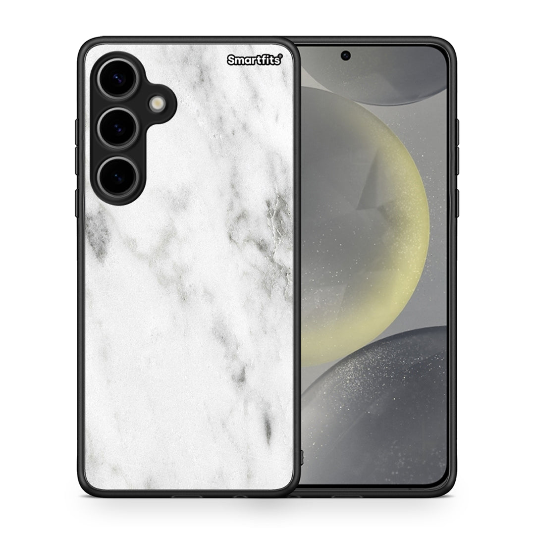 Θήκη Samsung Galaxy S24 Plus White Marble από τη Smartfits με σχέδιο στο πίσω μέρος και μαύρο περίβλημα | Samsung Galaxy S24 Plus White Marble case with colorful back and black bezels