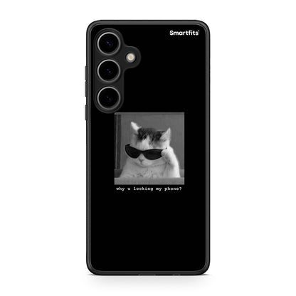 Samsung Galaxy S24 Plus Meme Cat θήκη από τη Smartfits με σχέδιο στο πίσω μέρος και μαύρο περίβλημα | Smartphone case with colorful back and black bezels by Smartfits