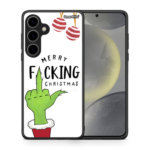 Θήκη Samsung Galaxy S24 Plus Merry F Xmas από τη Smartfits με σχέδιο στο πίσω μέρος και μαύρο περίβλημα | Samsung Galaxy S24 Plus Merry F Xmas case with colorful back and black bezels