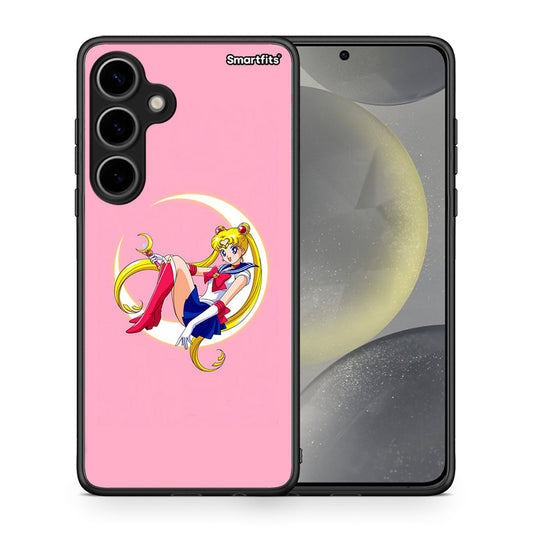 Θήκη Samsung Galaxy S24 Plus Moon Girl από τη Smartfits με σχέδιο στο πίσω μέρος και μαύρο περίβλημα | Samsung Galaxy S24 Plus Moon Girl case with colorful back and black bezels