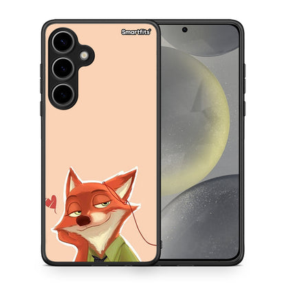 Θήκη Samsung Galaxy S24 Plus Nick Wilde And Judy Hopps Love 1 από τη Smartfits με σχέδιο στο πίσω μέρος και μαύρο περίβλημα | Samsung Galaxy S24 Plus Nick Wilde And Judy Hopps Love 1 case with colorful back and black bezels