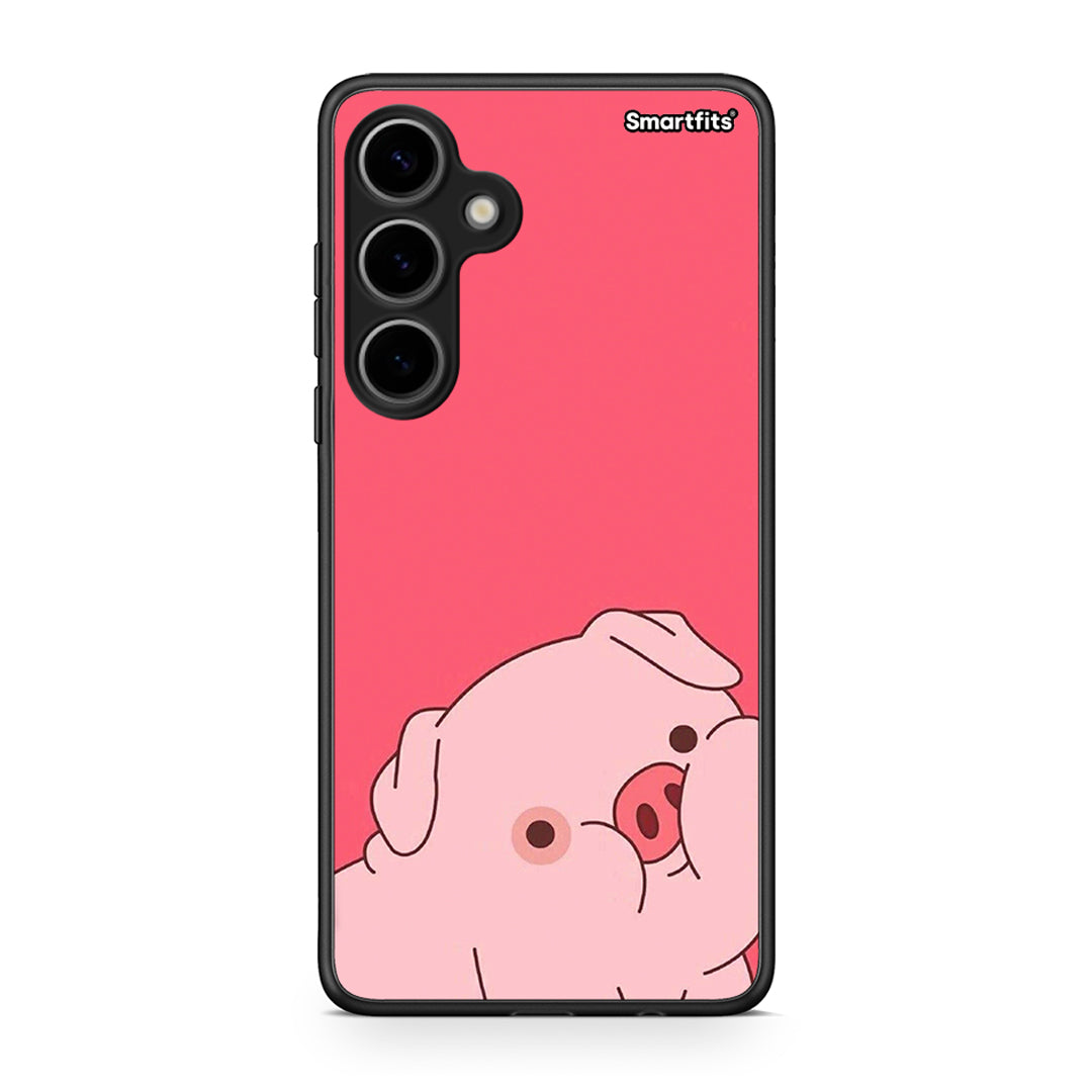 Samsung Galaxy S24 Plus Pig Love 1 Θήκη Αγίου Βαλεντίνου από τη Smartfits με σχέδιο στο πίσω μέρος και μαύρο περίβλημα | Smartphone case with colorful back and black bezels by Smartfits