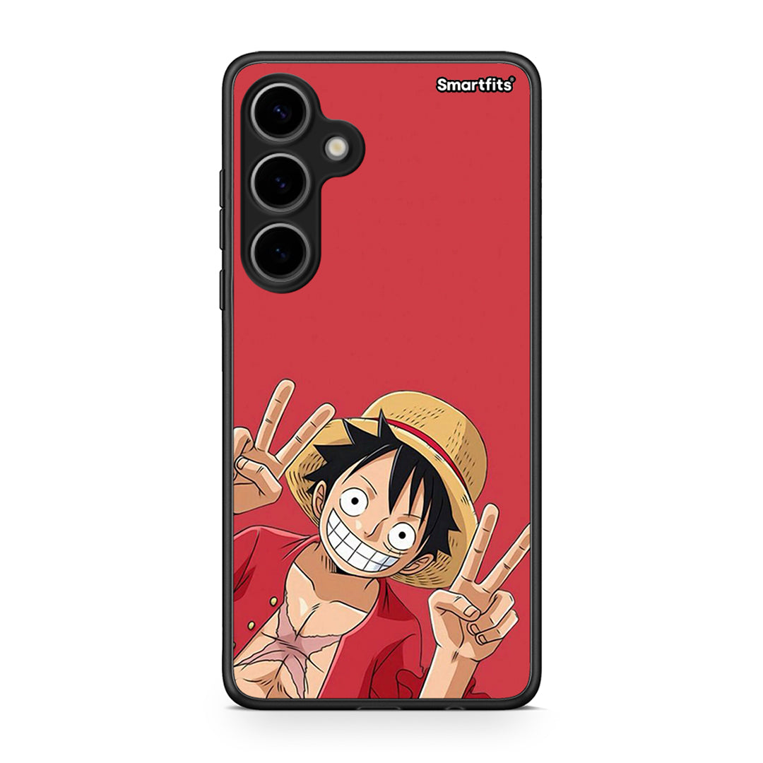 Samsung Galaxy S24 Plus Pirate Luffy Θήκη από τη Smartfits με σχέδιο στο πίσω μέρος και μαύρο περίβλημα | Smartphone case with colorful back and black bezels by Smartfits