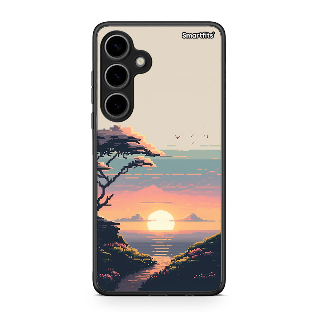 Samsung Galaxy S24 Plus Pixel Sunset Θήκη από τη Smartfits με σχέδιο στο πίσω μέρος και μαύρο περίβλημα | Smartphone case with colorful back and black bezels by Smartfits