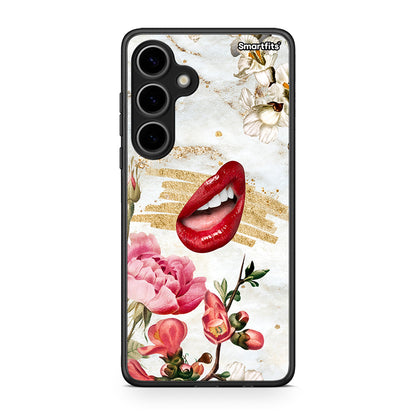 Samsung Galaxy S24 Plus Red Lips θήκη από τη Smartfits με σχέδιο στο πίσω μέρος και μαύρο περίβλημα | Smartphone case with colorful back and black bezels by Smartfits