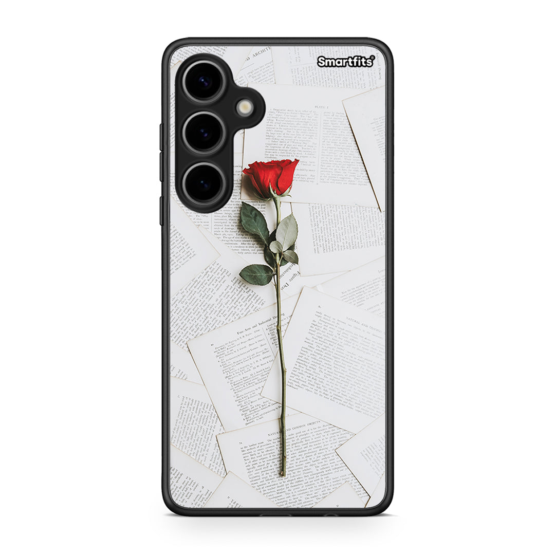 Samsung Galaxy S24 Plus Red Rose θήκη από τη Smartfits με σχέδιο στο πίσω μέρος και μαύρο περίβλημα | Smartphone case with colorful back and black bezels by Smartfits