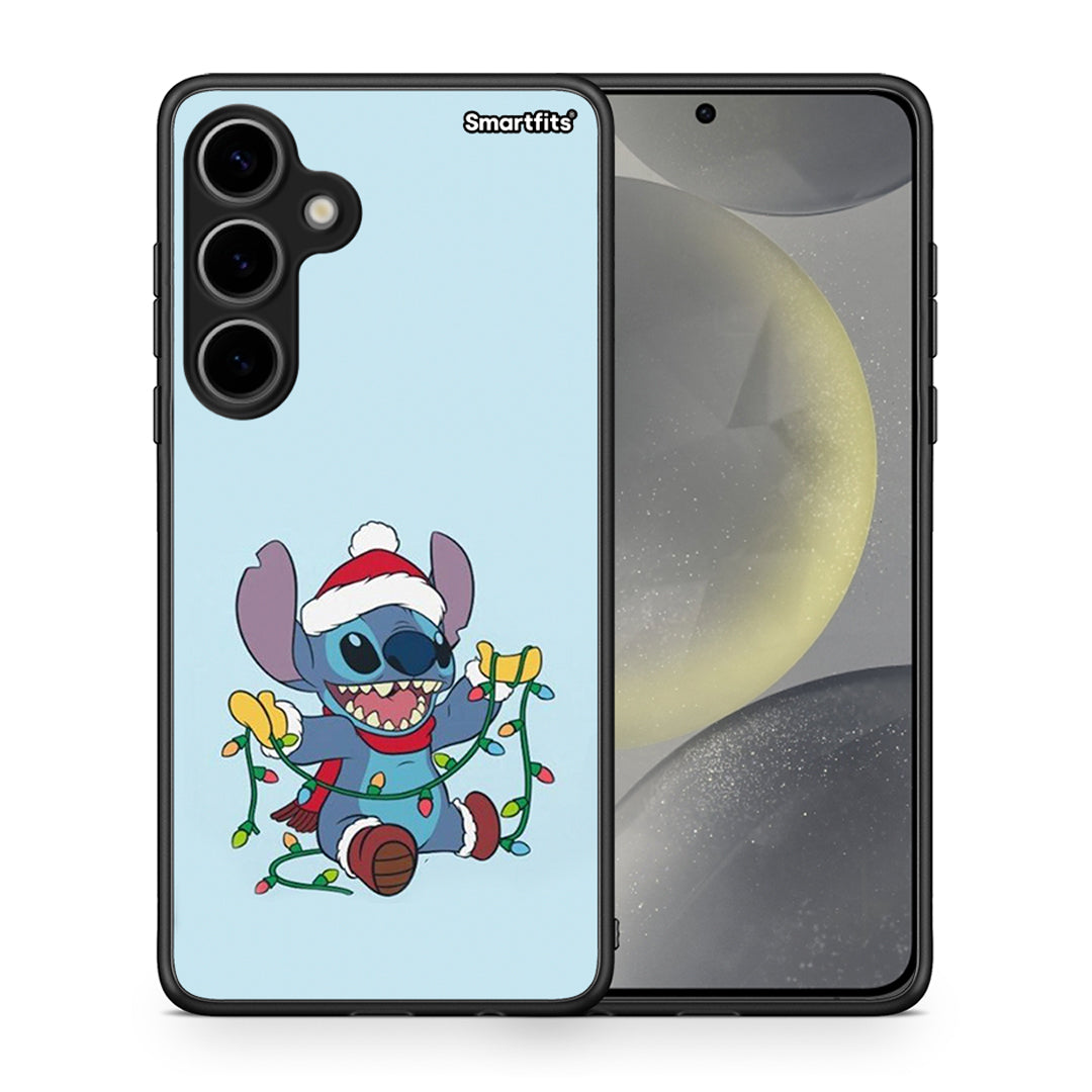 Θήκη Samsung Galaxy S24 Plus Santa Stich από τη Smartfits με σχέδιο στο πίσω μέρος και μαύρο περίβλημα | Samsung Galaxy S24 Plus Santa Stich case with colorful back and black bezels